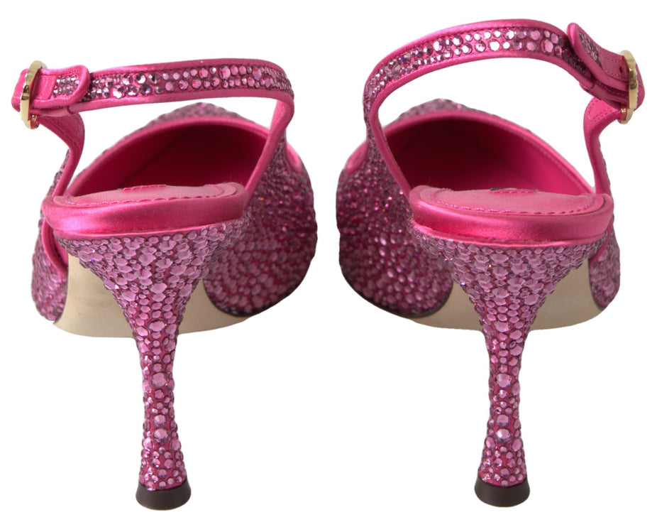 Eleganti tacchi slingback in miscela di seta rosa