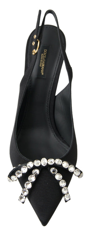 Pompe abbellite con i tacchi a slingback nero