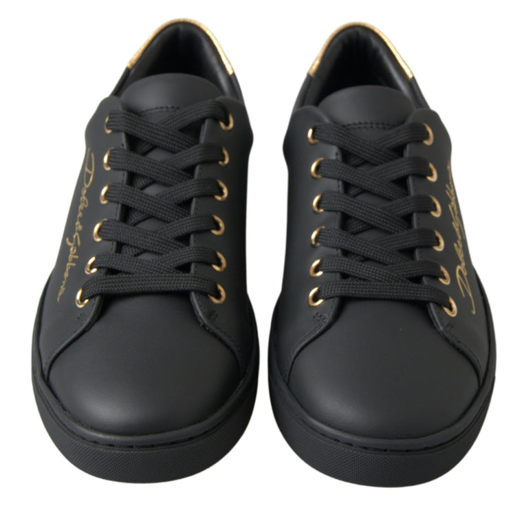 Sneaker classiche in pelle oro nero