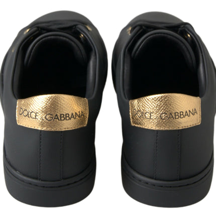 Sneaker classiche in pelle oro nero