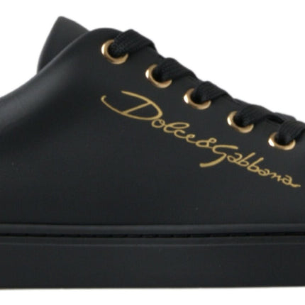 Sneaker classiche in pelle oro nero