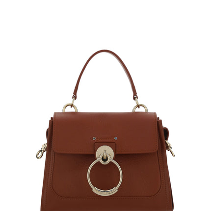 Elegante bolso de hombro de piel de becerro marrón sepia