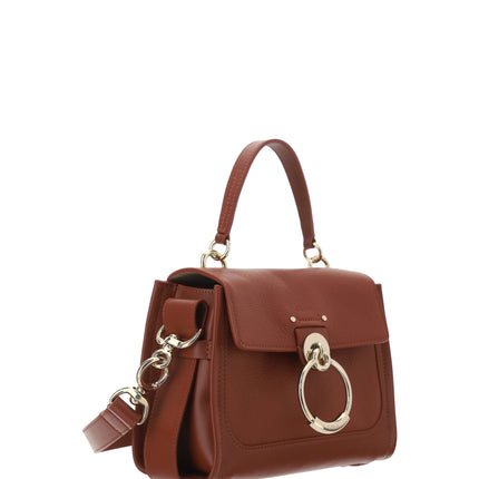 Elegante bolso de hombro de piel de becerro marrón sepia