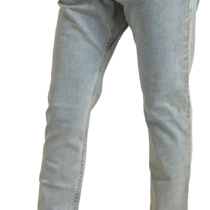 Chique mid -taille skinny jeans in blauw