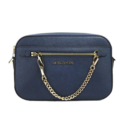 Jet Set Bolso grande East West Navy de piel con cremallera y cadena Bolso Crossbody