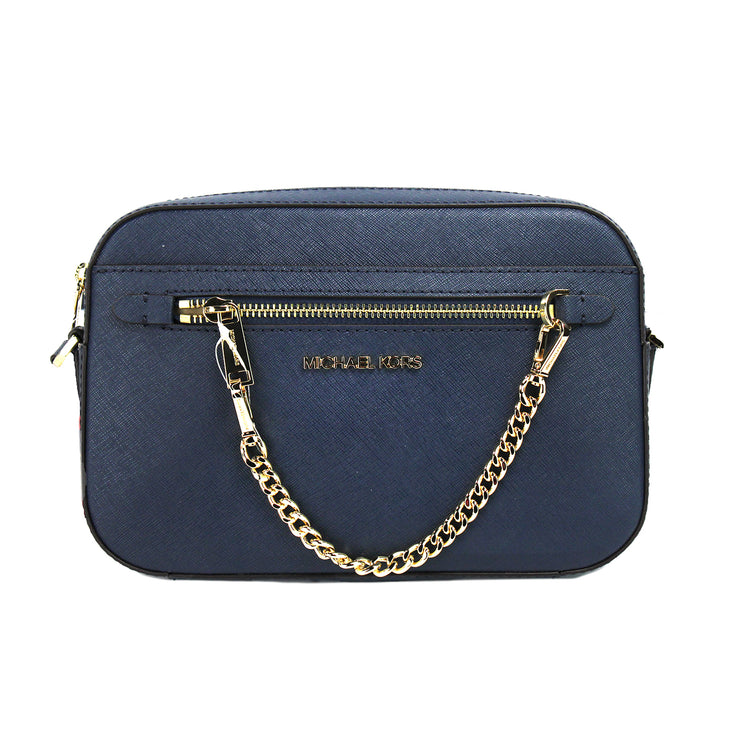 Jet Set Bolso grande East West Navy de piel con cremallera y cadena Bolso Crossbody