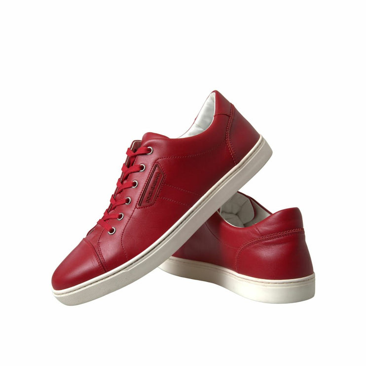 Elegantes zapatillas de deporte de cuero rojo de cuero rojo