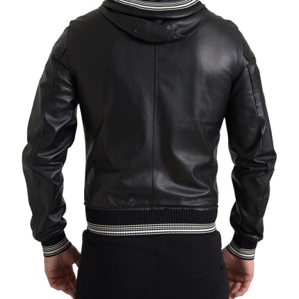 Bomber en cuir noir élégant