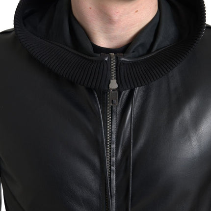 Bomber en cuir noir élégant