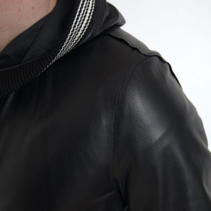 Bomber en cuir noir élégant