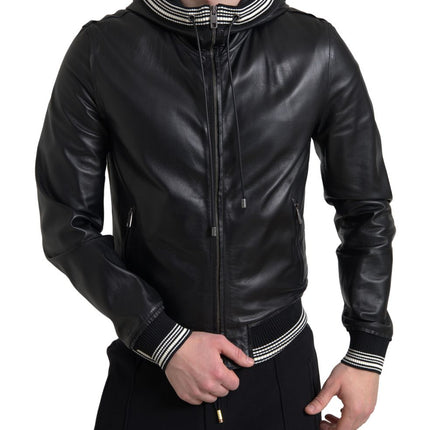 Bomber en cuir noir élégant