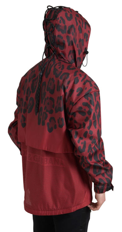 Radiant Red Luipard Print Hooded Jacket