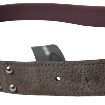 Elegant Brown Leather Belt with Metal Buckle