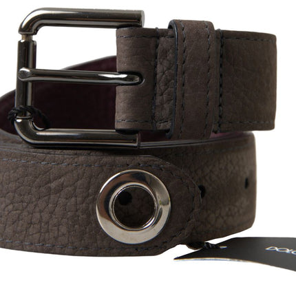 Elegant Brown Leather Belt with Metal Buckle