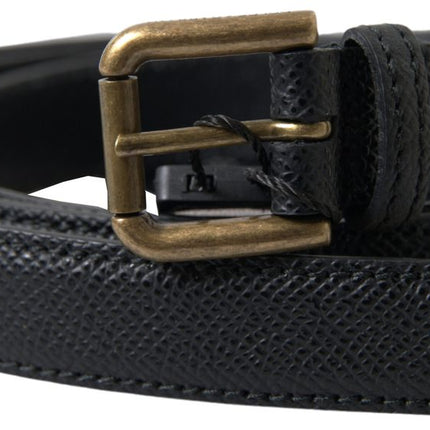 Elegant Black Italian Leather Belt