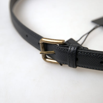 Elegant Black Italian Leather Belt