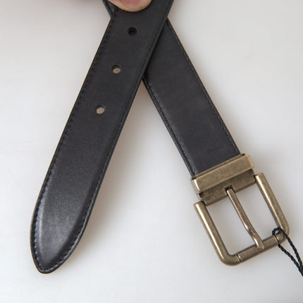 Elegant Black Leather Belt with Metal Buckle