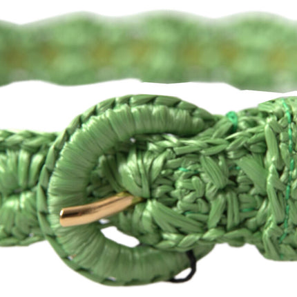 Elegante groene viscose riem met metalen gesp