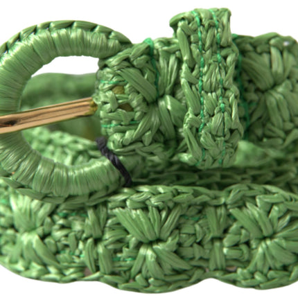 Elegante groene viscose riem met metalen gesp