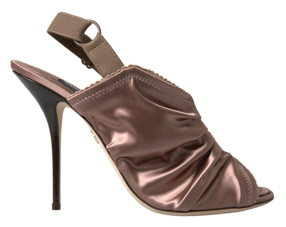 Eleganti tacchi a spillo slingback in marrone chiaro