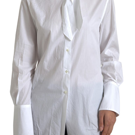 Elegante camicia a manica lunga in cotone bianco