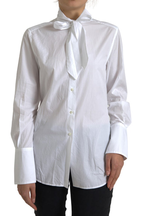 Elegante camicia a manica lunga in cotone bianco