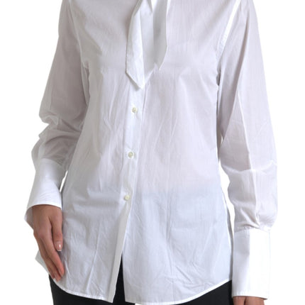 Elegante camicia a manica lunga in cotone bianco