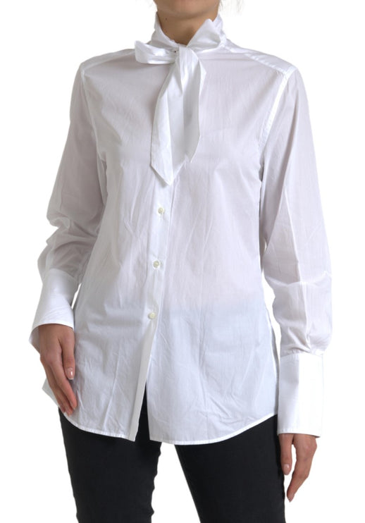 Elegante camicia a manica lunga in cotone bianco