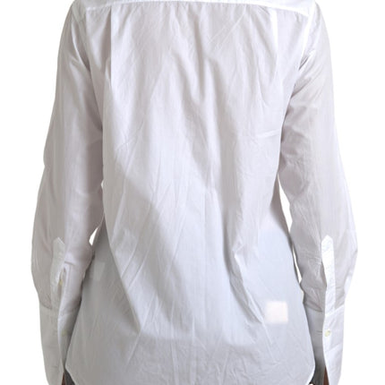 Elegante camicia a manica lunga in cotone bianco