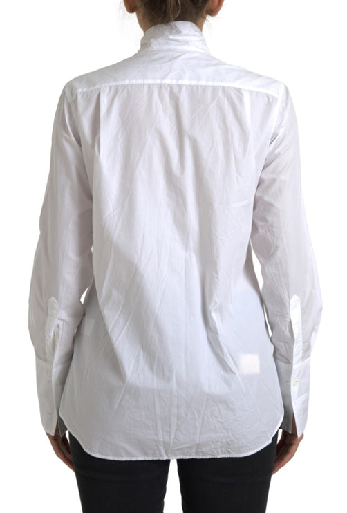 Elegante camicia a manica lunga in cotone bianco