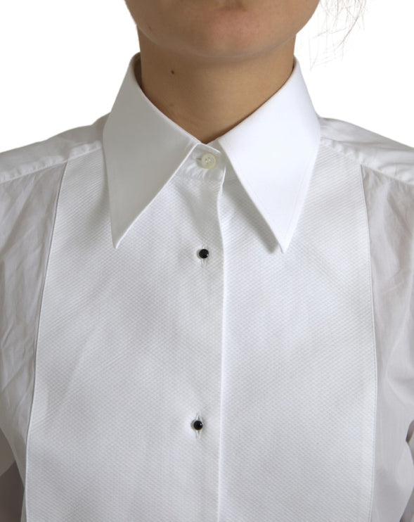 Elegante camicia da abito poplin di cotone bianco