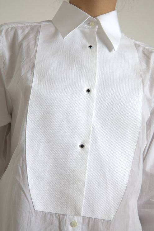 Elegante camicia da abito poplin di cotone bianco