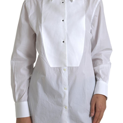 Elegante camicia da abito poplin di cotone bianco