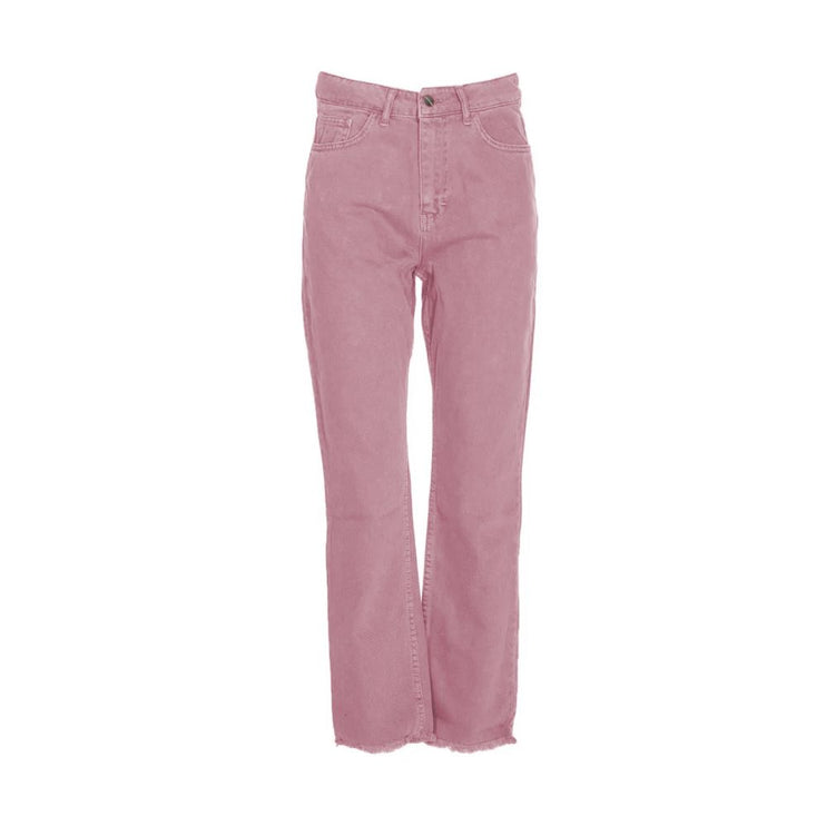 Chic Pink Raw Cut Bottom Jeans