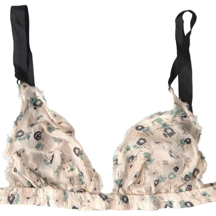 Elegante reggiseno beige con stampa floreale