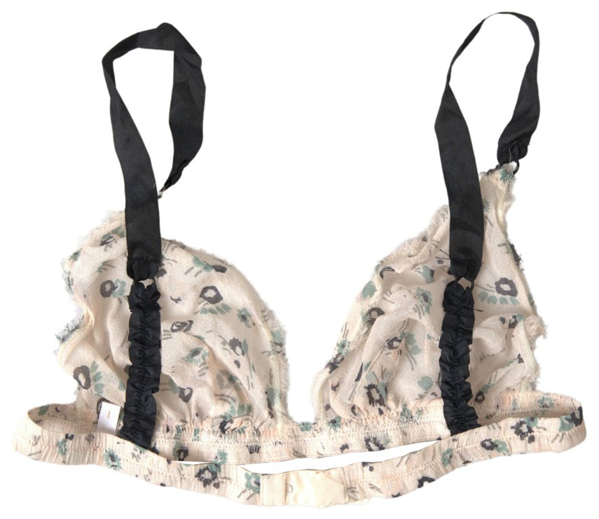 Elegante reggiseno beige con stampa floreale