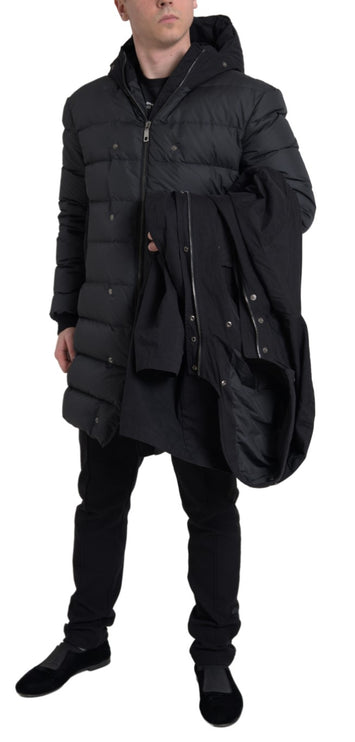 Elegante zwarte trenchcoat met capuchon