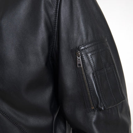 Bomber en cuir noir élégant