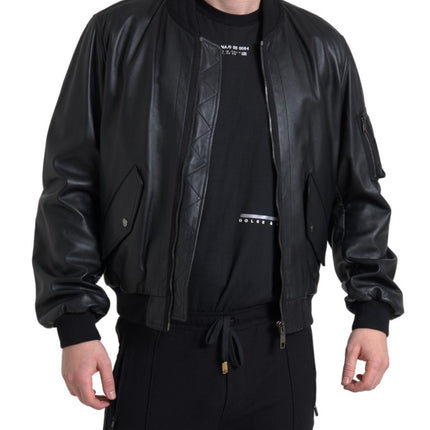 Bomber en cuir noir élégant