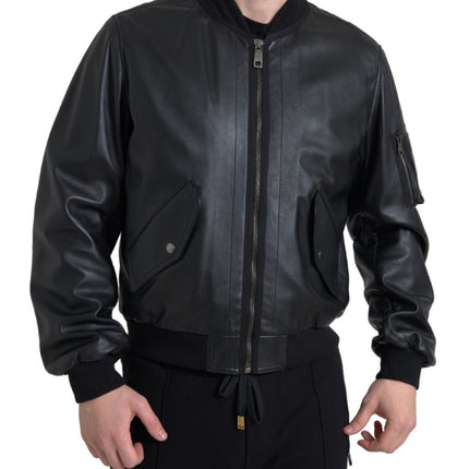 Bomber en cuir noir élégant