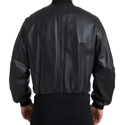 Bomber en cuir noir élégant