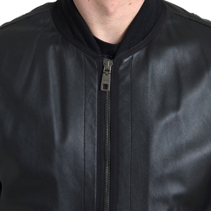 Bomber en cuir noir élégant