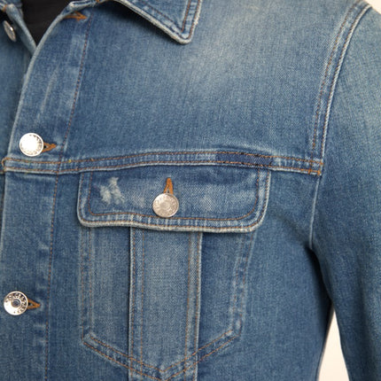 Elegant Blue Denim Stretch Jacket