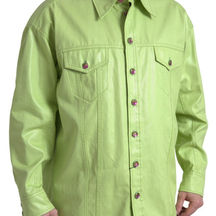 Camisa elegante de algodón de algodón verde claro