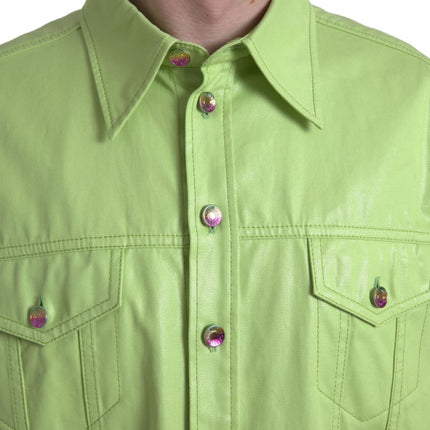 Camisa elegante de algodón de algodón verde claro