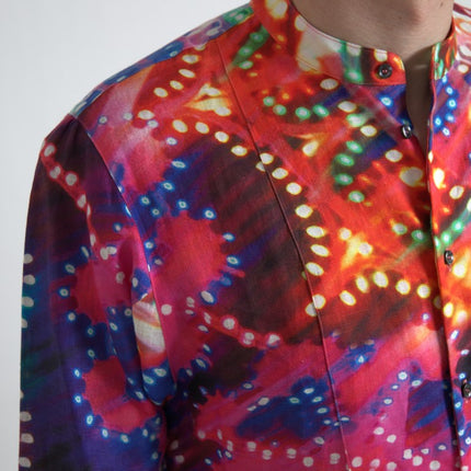 Impresionante camisa casual de lino multicolor