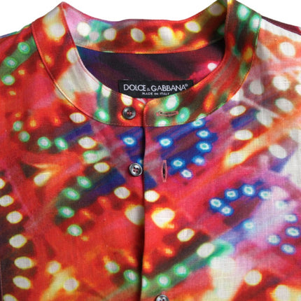 Impresionante camisa casual de lino multicolor