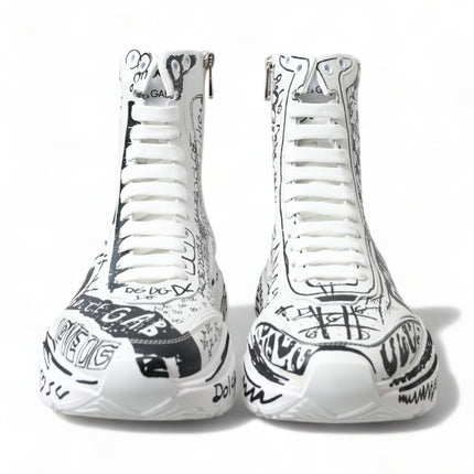 Daymaster Graffiti Print Mid Top Sneakers