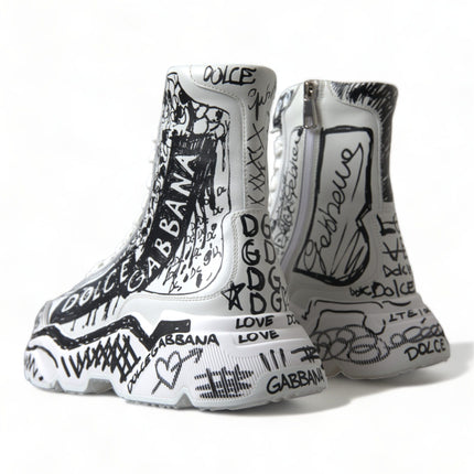 Daymaster Graffiti Print Mid Top Sneakers