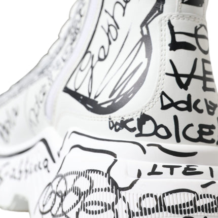 Daymaster Graffiti Print Mid Top Sneakers